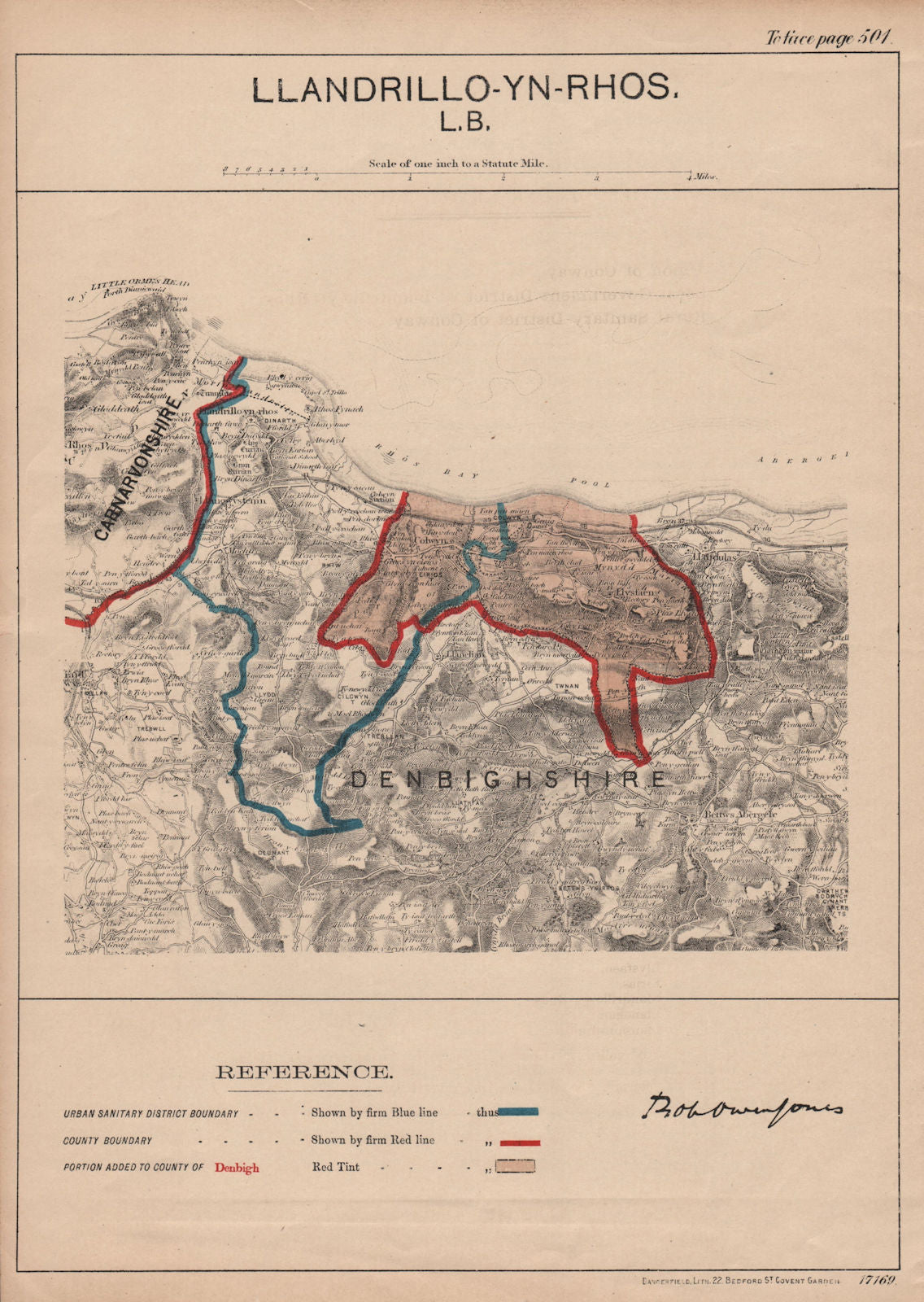 Llandrillo-yn-Rhos-on-Sea. JONES. PARLIAMENTARY BOUNDARY COMMISSION 1888 map